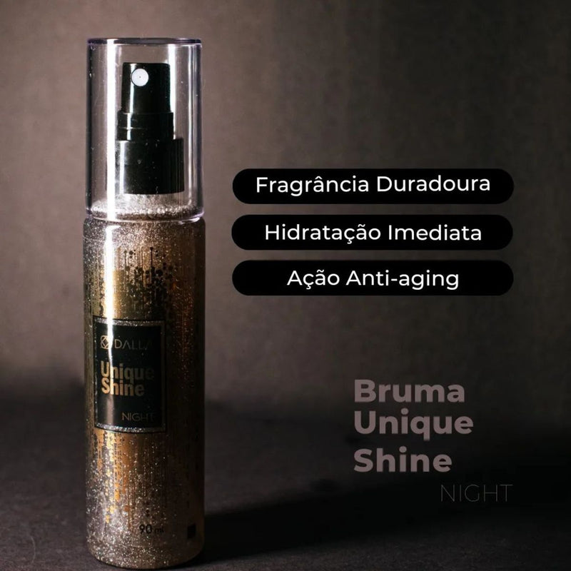 Bruma Iluminadora e Fixadora de Maquiagem Unique Shine Night 90ml - Dalla