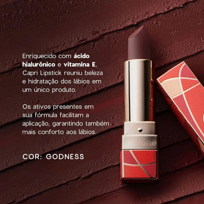 Batom Vinho Semi-Matte Capri Lipstick Godness 3,5g - Océane