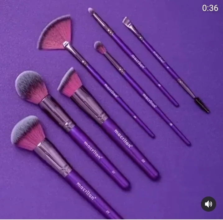 Pincel Para Maquiagem Macrilan Completo Profissional Pinceis Roxo