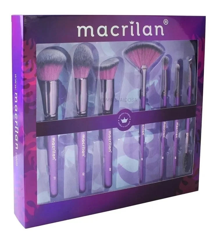 Pincel Para Maquiagem Macrilan Completo Profissional Pinceis Roxo